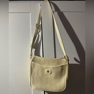 Elegant Cream Woven Shoulder Bag
